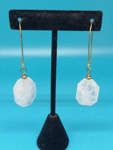 ARTISAN Gold Tone Light Pink faceted jadeite Drop Fashion Earrings - Picture 1 of 6