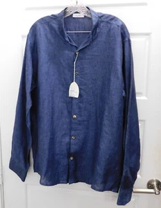New Casa Mastro Pastiano Blue Linen Button Down Shirt sz XXL - Picture 1 of 4