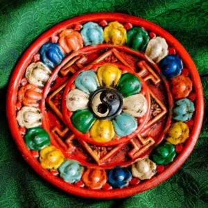 Incense holder Colourful Stick Nepal Hand painted Pottery Mandala Meditation - Picture 1 of 6