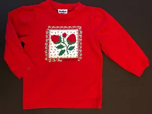 Vintage OSHKOSH Girls (3T) Red L/Sleeve Pullover W/Tulip Print (Made in USA) - Picture 1 of 10