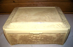 Vintage Schmuckkästchen Elfenbein Zelluloid Kunststoff asiatisch japanisch chinesisch mit Spiegel - Bild 1 von 7