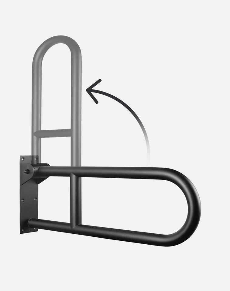 29.5” Stainless Toilet Safety Rail Matte Black Flip Up Grab Bar  2180 2181 - Image 1 of 4