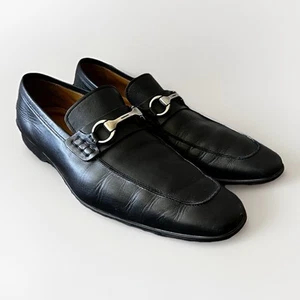Magnanni Rafa II Black Size 12 Calfskin Leather Horsebit Loafers Slip On - Picture 1 of 19