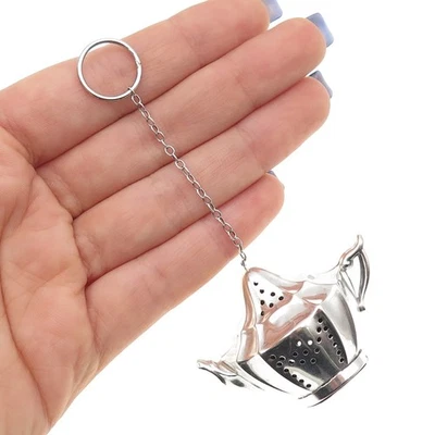 Infusor de bule de chá antigo Art Deco Chatelaine prata esterlina 925 - Imagem 1 de 4