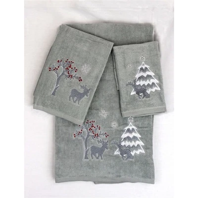 Marina - Juego de toallas de baño 100 % algodón bordadas, 3 piezas, Navidad Foto 1 de 2
