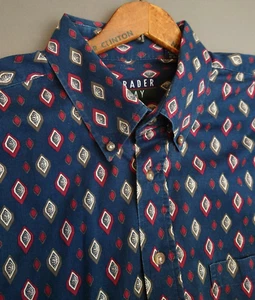 VINTAGE Trader Bay All Over Graphic Cotton Button Up Shirt Men's Size XLT - Picture 1 of 10