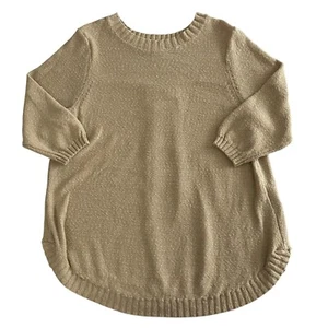 J. Jill Womens Chunky Knit 3/4 Sleeve Tunic Sweater X Large Boho Neutral Minimal - Picture 1 of 8