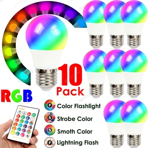 1-10 X RGB RGBW LED Bulb Light 16 Color Changing E27 Lamp + IR Remote Controller - Picture 1 of 12