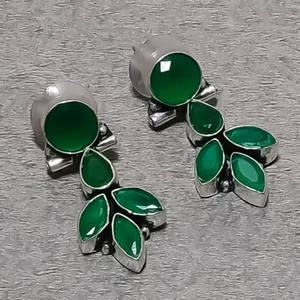 Faceted Green Onyx Gemstone Fashion Gift Chandelier Earring Jewelry 1.9" SR 5415 - Picture 1 of 7