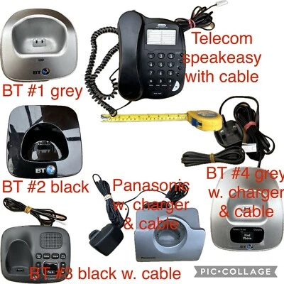 🌟 Lote de trabajo paquete de 5 teléfonos fijos Doc y 1 teléfono de telecomunicaciones con cable sin probar Foto 1 de 4