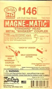 HO Scale Kadee #146 Whisker Metal Couplers w/Long 25/64" Centerset Shank (2) pr - Picture 1 of 3