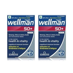 2 X  Wellman 50+ Multivitamin Tablets for Men Support Health & Vitality 30Tabs - Picture 1 of 7