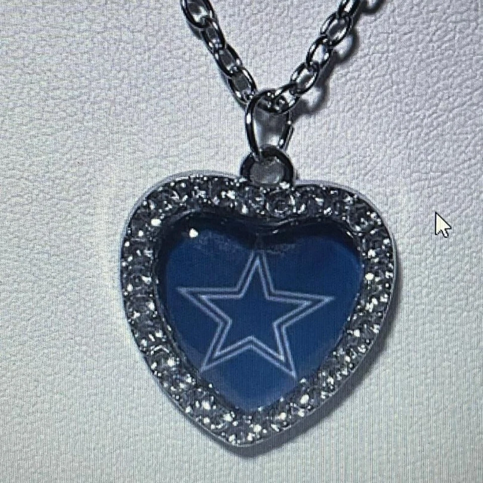 Dallas Cowboys NFL Moda Corazón Dije Fútbol Collar NUEVO Foto 1 de 1