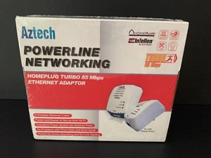 Aztech Powerline Networking Homeplug Turbo 85 Mbps Ethernet Adaptor HL105E 2 Pcs - Picture 1 of 6