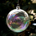 Iridescent Clear Glass Ball Fillable Christmas Hanging Ornament Baubles Sphere