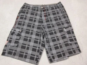 Rusty Shorts Mens 34 Gray Plaid Chino Cotton Pocket Surfing Casual 34X23 - Picture 1 of 11