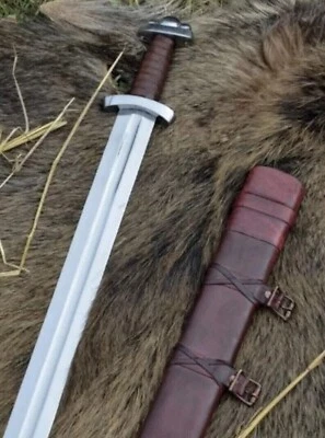 Hand Forged Carbon Steel Viking Sword Sharp Battle Ready Medieval Sword+Scabbard - Image 1 of 3