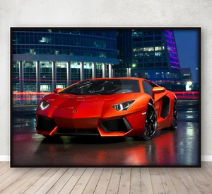 Lamborghini Aventador Sports Car Poster Bedroom Wall Art Print A4 Framed - Picture 1 of 3
