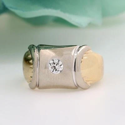 Anillo Cúpula Diamante Oro 14K 0.15 TW Talla 8 Unisex Estate Foto 1 de 4