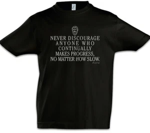 Plato Never Discourage Kids Boys T-Shirt Philosopher Quote Learning Teacher - Picture 1 of 1