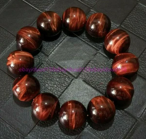 16mm Natural Red Tiger's Eye Gemstone Round Beads Elastic Bracelets 7.5'' - Picture 1 of 12