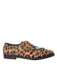 Dolce&Gabbana Women Brown Dress Shoes Fur Leather Leopard Print Lace Up Booties - Picture 1 of 8