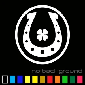 Horseshoe Clover Sticker Vinyl Decal - Good Luck Horse Shoe Lucky Car Window - Picture 1 of 16