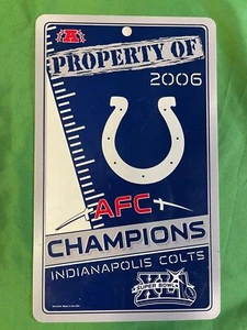 Letrero de plástico NFL Indianapolis Colts "Propiedad de campeones de la AFC" - Imagen 1 de 3