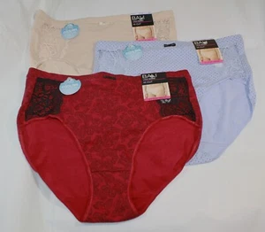 New set of 3 BALI Lace desire COOLING COTTON HI CUT LILAC DOTS RED BLACK BEIGE M - Picture 1 of 5