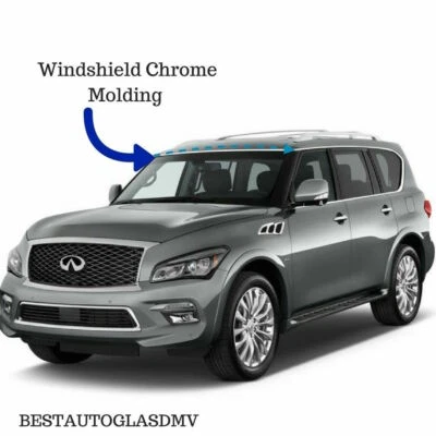 Se adapta a Infinity QX56 y QX80 2011-2018 clips de moldura de parabrisas cromados superiores incluidos Foto 1 de 4