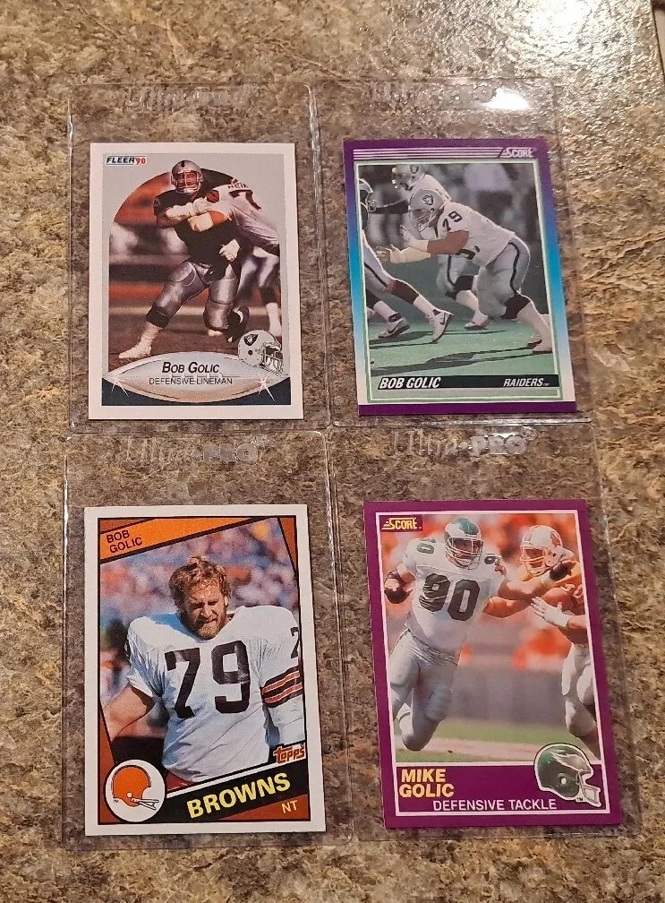 (4) Bob Golic 1984 Topps Rookie card RC 1990 Fleer Mike 1989 Score Supplemental