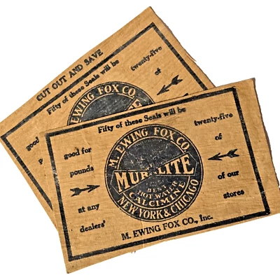 Vintage M EWING FOX Paint Company MURALITE Coupon Seal Advertising Calcimine TWO - Image 1 of 4