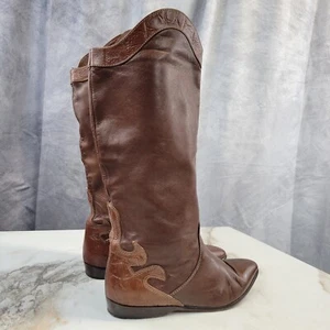 Mario Bruni Knee High Western Cowgirl Low Heel Boots Women's 7 B - Picture 1 of 16