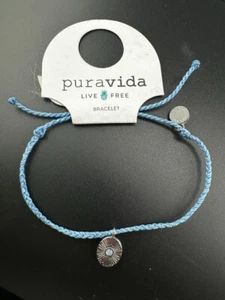 Pura Vida Sun Ray Silver Adjustable Charm Bracelet in Blue style 37082 - Picture 1 of 5