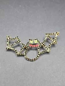 Vintage Halloween Fledermaus Anstecknadel Brosche Strass Krappen Set Fledermaus vergoldet - Bild 1 von 3