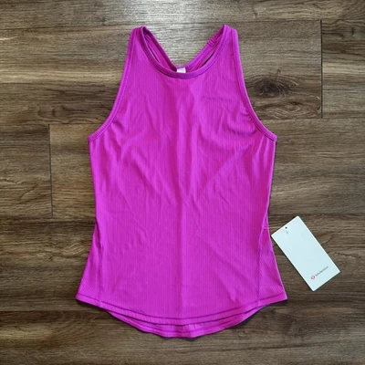 Lululemon Base Pace 罗纹背心女式 4 个洋红色粉色赛车运动衬衫 — 第 1/4 张图片