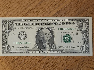 1995 $1 "STAR NOTE" ATLANTA UNC/GEM F08245302*   1 OF 2 Cons SERIAL NUMBERS - Image 1 of 4