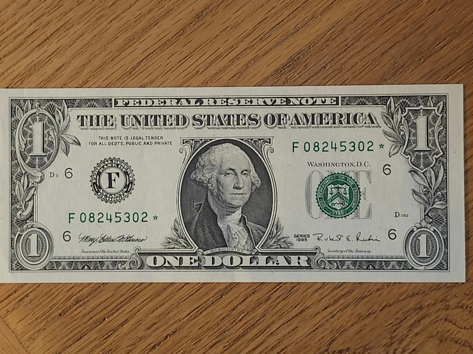 1995 $1 "STAR NOTE" ATLANTA UNC/GEM F08245302*   1 OF 2 Cons SERIAL NUMBERS - Image 1 of 4