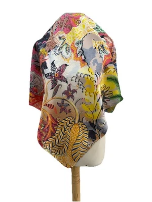 S53#Christian Lacroix bufanda de seda multicolor 34 pulgadas Foto 1 de 4