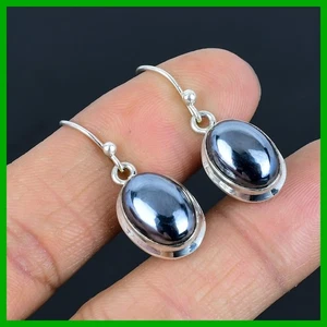 Halloween Deal Sterling Silver Natural Shungite New Dangle Drop Earrings Jewelry - Picture 1 of 11