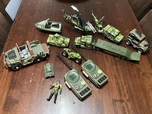 OLD MILITARY TOYS VEHICLES WALKIE TALKIES ETC SEE PICS DIECAST PLASTIC JOB LOT - Picture 1 of 11