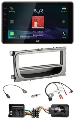 JVC DAB Lenkrad Bluetooth USB Autoradio für Ford C-Max Focus Galaxy ab 07 silber - Bild 1 von 4