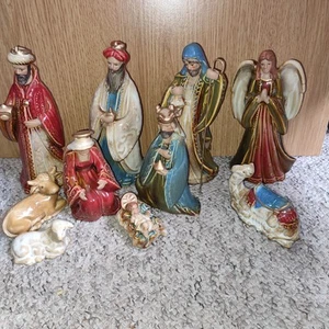 Vintage Large 48cm Deluxe Porcelain Christmas Nativity Scene -Detailed Figurines - Picture 1 of 24