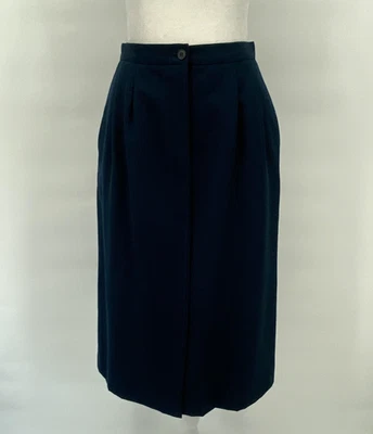 Винтажная женская юбка Liz Claiborne 8 синяя шерстяная на молнии с разрезом спереди карьерная 80-е 90-е - Изображение 1 из 4