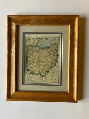 OHIO State Map, Framed/Dbl Mat fm the 1927 World Atlas SEE DESCRIPTION - Image 1 of 3