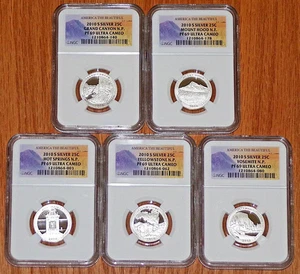 2010-S SILVER ATB NGC PF69 ULTRA CAMEO NATIONAL PARK SET 5 COINS .18 Ounce each - Picture 1 of 1