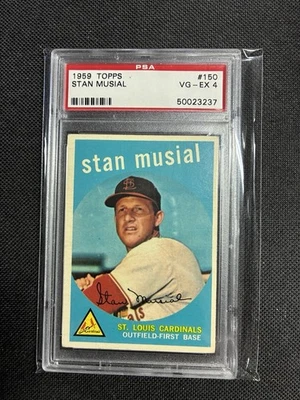 Tarjeta de béisbol 1959 Topps St. Louis Cardinals HOF Stan Musial #150: PSA 4 en muy buena condición-excelente Foto 1 de 2