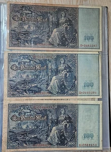 Set of Germany Imperial 100 mark 1908, 1909, 1910 (all years) - Picture 1 of 5