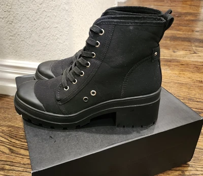 全新 - 中国洗衣兔子黑色帆布战斗靴(女式)尺寸 8.5 — 第 1/4 张图片