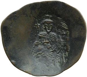052. Byzantine Coin. ISAAC II, Billon Trachy. Constantinople. Emperor stg. VF - Picture 1 of 2